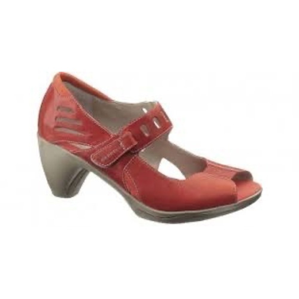 Merrell Evera MJ Scarlet Red Leather Mary Jane Open Toe Heels J88894 Womens 8